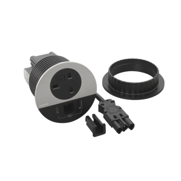 Incara Disq 80 équipé d'1 prise BS, 1 prise chargeur USB A+C 15W, un passe-câble et cordon de 0,5m avec fiche Wieland - métal - Page 3