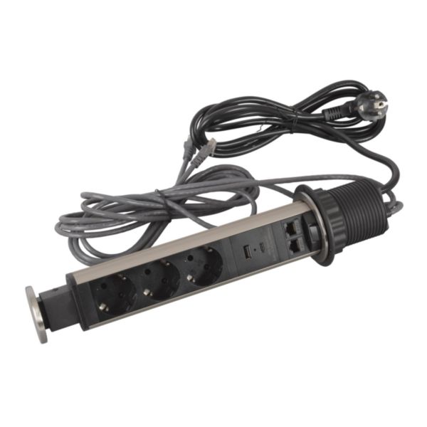 Incara Tower 60 équipée de 3 prises Schuko, 1 prise chargeur USB A+C 15W 2 RJ45 CAT6 UTP avec cordons et 1 cordon de 2m avec fiche - Page 2