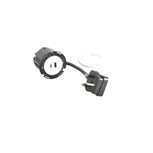 Incara Disq 60 équipé d'1 prise chargeur USB Type A et Type C et cordon de 2m avec fiche BS - blanc - Page 3