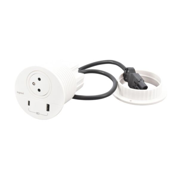 Incara Disq80 avec 1 prise F/B,1 USB A+C 15W et 1 cordon de 0,5m avec connecteur GST18 - blanc