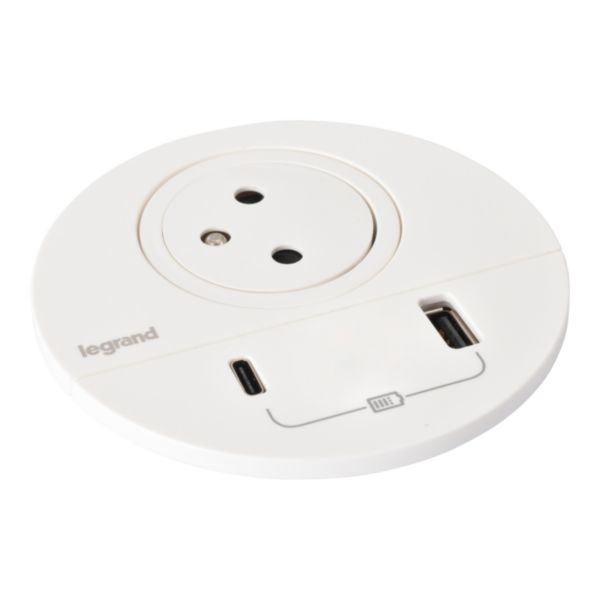 Incara Disq80 avec 1 prise F/B,1 USB A+C 15W et 1 cordon de 0,5m avec connecteur GST18 - blanc