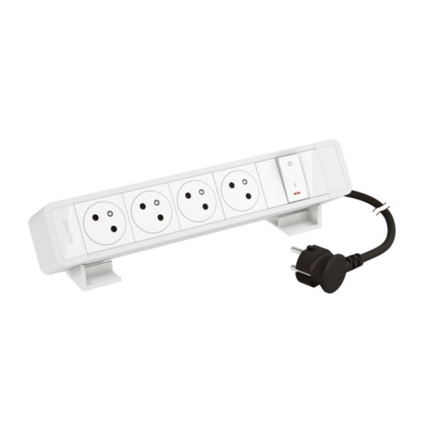 Bloc bureau 4 prises 2P+T- bouton ON/OFF - cordon 2m avec fiche - Blanc - Page 2