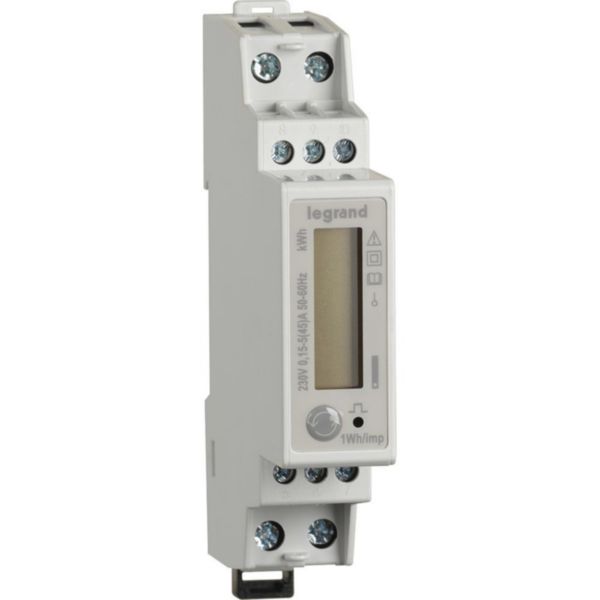 Compteur d'énergie monophasé - EMDX³ - 5A - 45A 230Vaffichage rétroéclairé - 1 module avec mesure directe