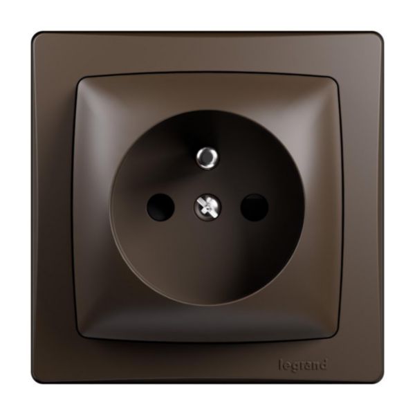 Prise de courant avec terre saillie - Les Apparents - bornes auto - Complet Marron