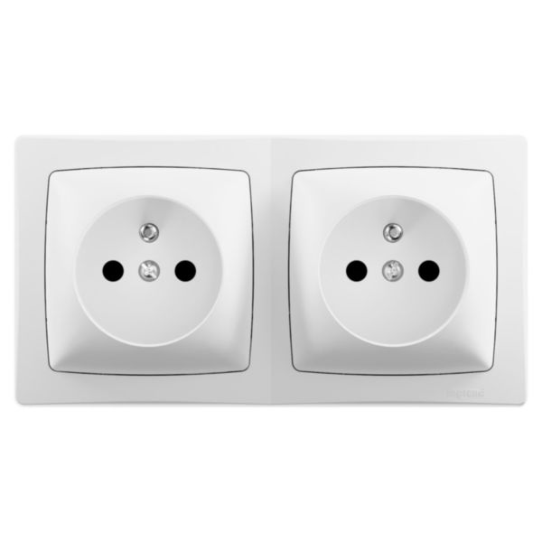 Double prise de courant horizontale avec terre saillie - Les Apparents - Complet Blanc