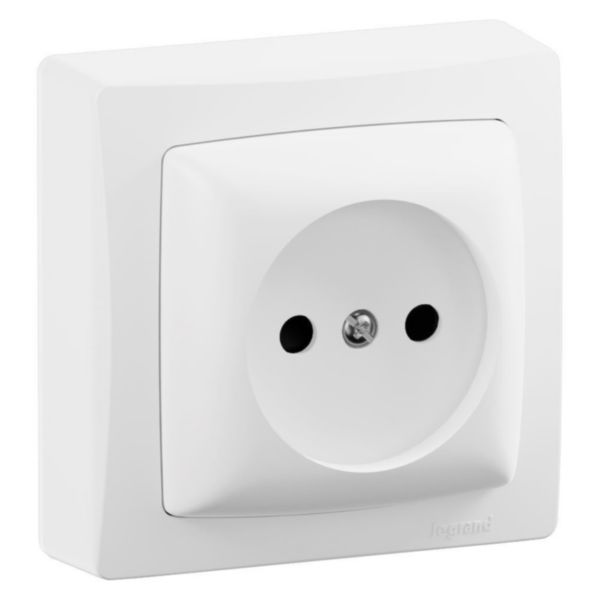 Prise de courant sans terre saillie - Les Apparents - bornes à vis - Complet Blanc - Brochable