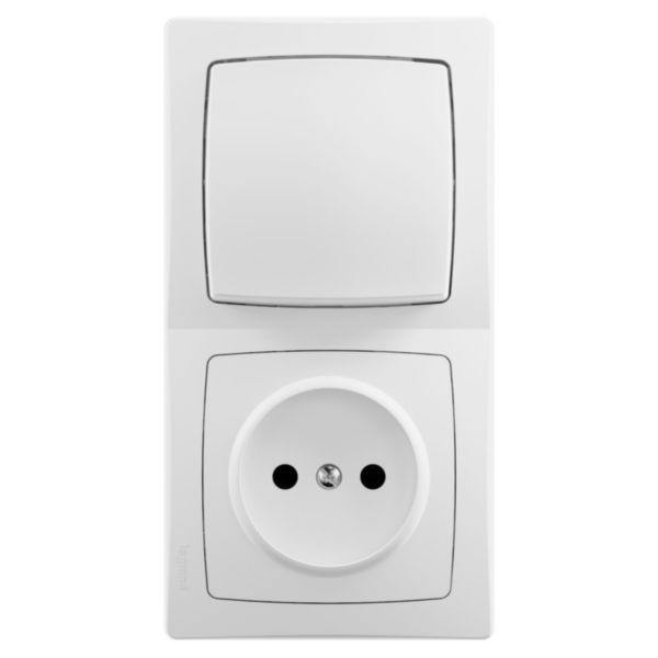 Interrupteur + prise de courant sans terre montage vertical saillie - Les Apparents - Complet Blanc