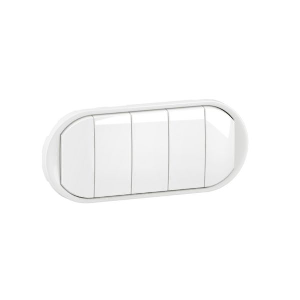 Enjoliveur large Céliane pour interrupteur , va-et-vient ou poussoir 5 commandes - Blanc
