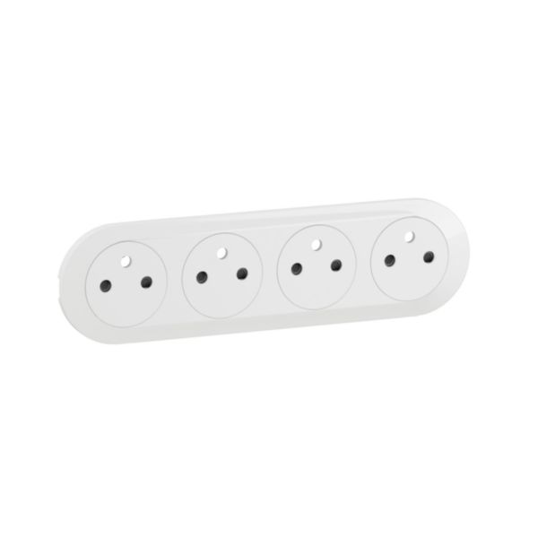 Enjoliveur Céliane pour quadruple prise de courant 2P+T Surface précablée compacte - Blanc