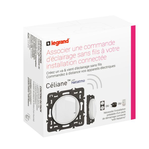 Commande simple pour éclairage et prises sans fils Céliane with Netatmo avec support et enjoliveur Blanc
