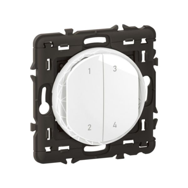Commande 4 scénarios Self-e sans fils, sans pile Céliane with Netatmo avec support et enjoliveur Blanc