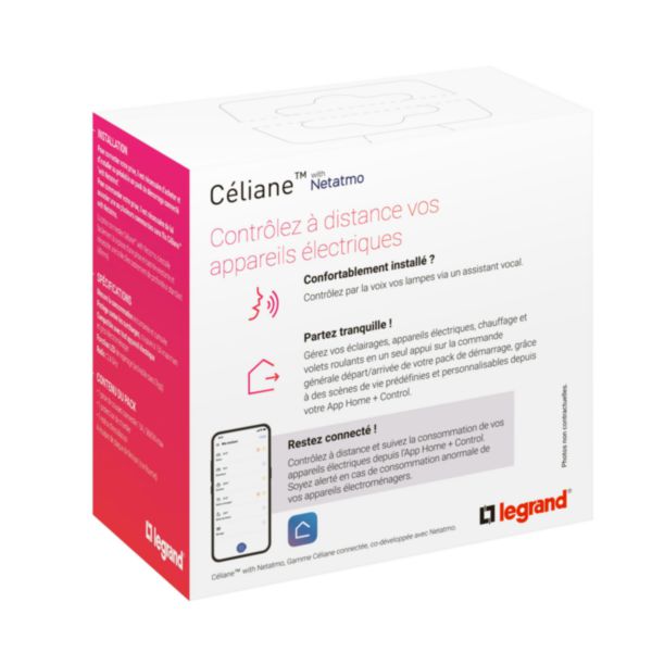 Prise connectée 16A Céliane with Netatmo avec support et enjoliveur Blanc