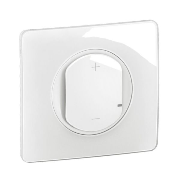 Variateur Céliane sans Neutre - 2 fils 125W LED livré complet - Blanc avec plaque Blanc Emaillé