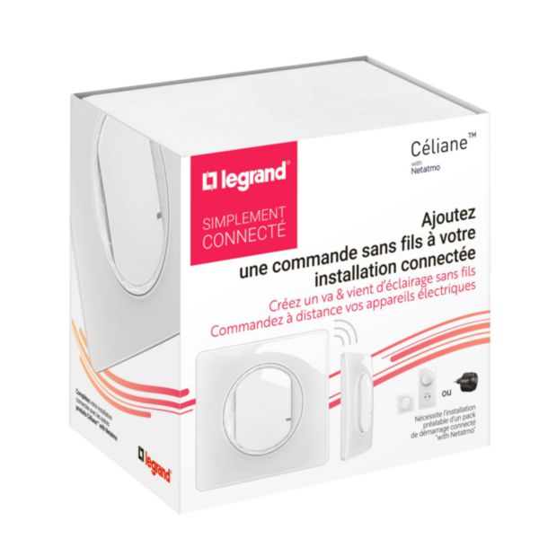 Commande sans fils pour interrupteur connecté ou prise connectée Céliane with Netatmo avec plaque - Blanc