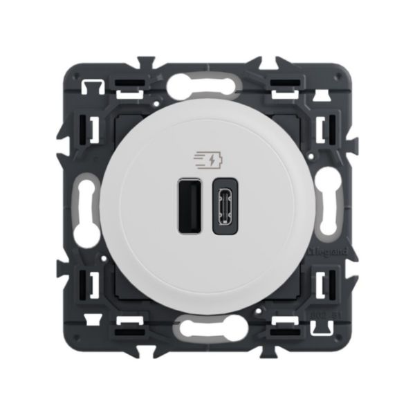 Double prise USB Type A+C Céliane - 20W Power Delivery - Blanc