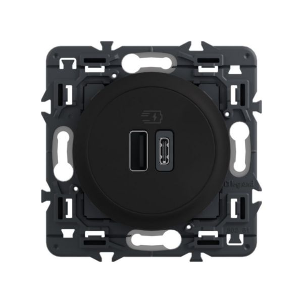 Double prise USB Type A+C Céliane - 20W Power Delivery - Noir