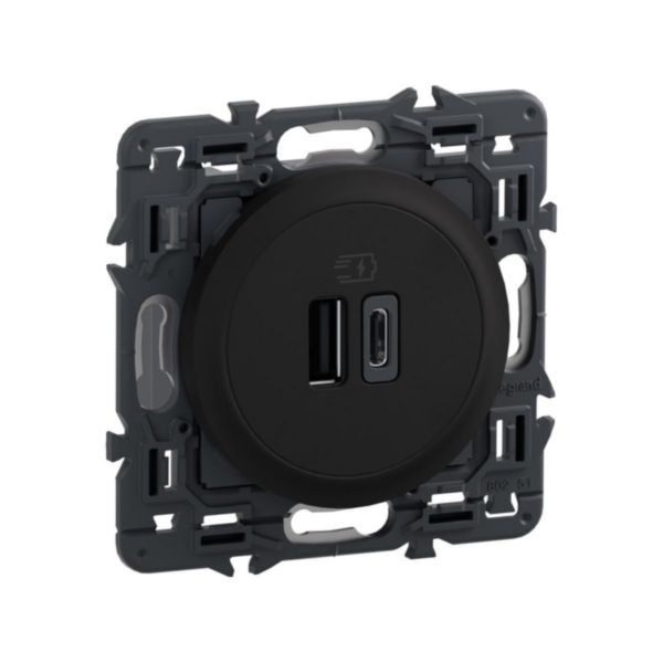 Double prise USB Type A+C Céliane - 20W Power Delivery - Noir
