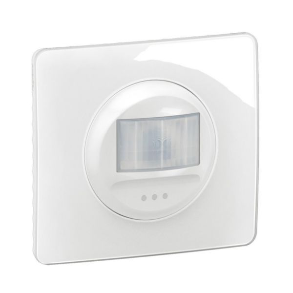 Détecteur mural sans Neutre 100W LED Céliane compatible toutes lampes avec plaque - Blanc