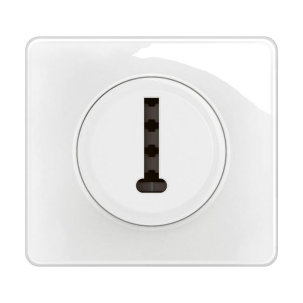 Prise téléphone Céliane 8 contacts en T avec plaque - Blanc