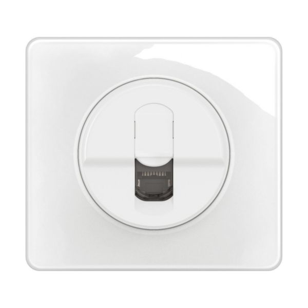 Prise RJ45 téléphone et informatique catégorie6 FTP Céliane avec plaque - Blanc
