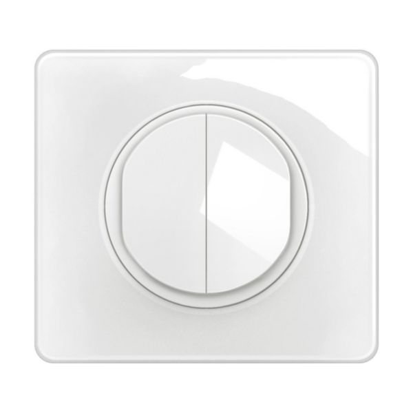 Double interrupteur ou va-et-vient lumineux 10A (voyant fourni) Céliane avec plaque - Blanc