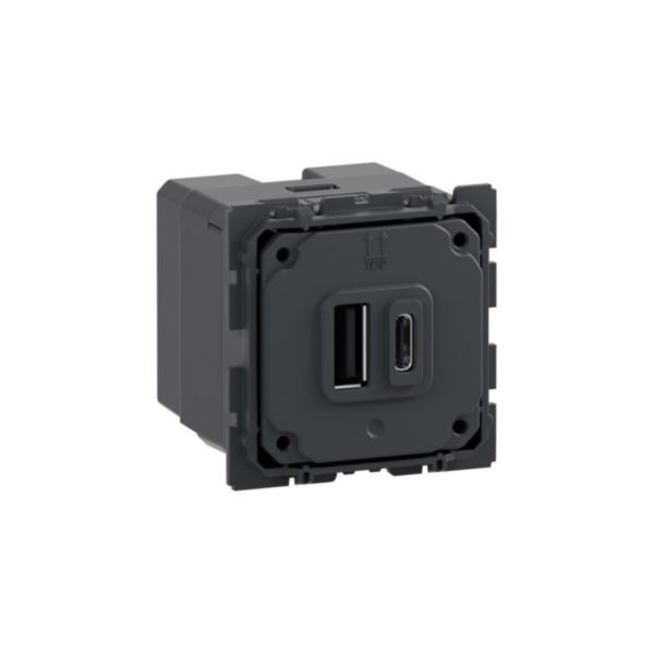 Double prise USB Type A+C Céliane - 20W Power Delivery - Titanium