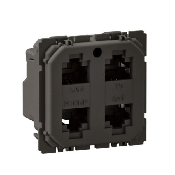 Prise quadruple RJ45 Céliane blindée Cat.6 STP