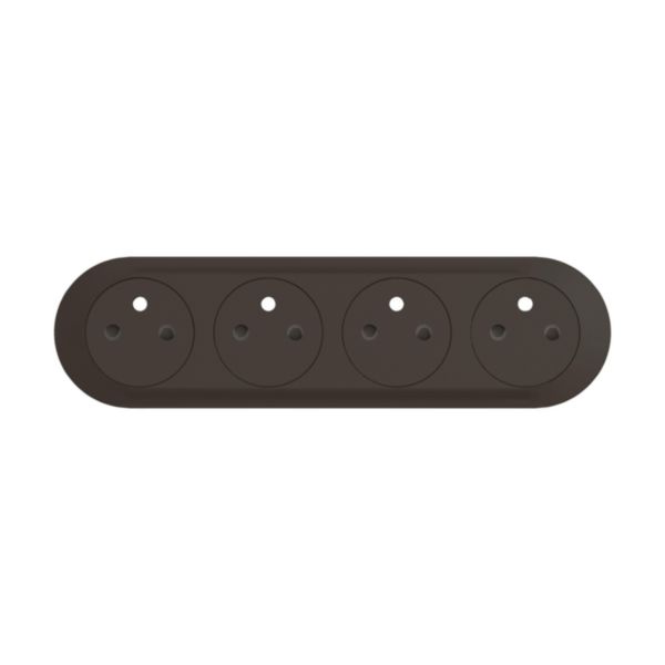 Enjoliveur pour prise de courant fort précâblée 4x2P+T compacte Surface à bornes automatiques Céliane - Noir