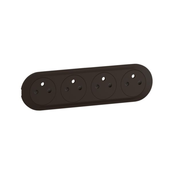 Enjoliveur pour prise de courant fort précâblée 4x2P+T compacte Surface à bornes automatiques Céliane - Noir