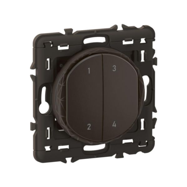 Commande 4 scénarios Self-e sans fils, sans pile Céliane with Netatmo avec support et enjoliveur Noir