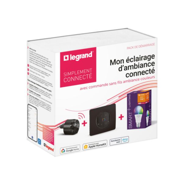 Pack de démarrage "Mon éclairage connecté" Céliane with Netatmo : commande sans fils, Prise Control mobile et ampoule couleur - Noir
