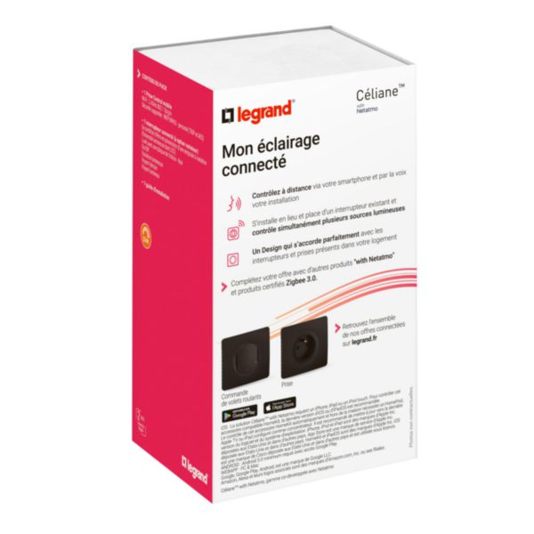 Pack de démarrage connecté Céliane with Netatmo : interrupteur connecté option variateur, Prise Control mobile - Noir