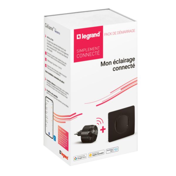 Pack de démarrage connecté Céliane with Netatmo : interrupteur connecté option variateur, Prise Control mobile - Noir