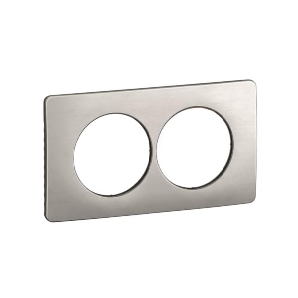 Plaque Céliane Métal 2 postes pour rénovation entraxe 57mm - finition Aluminium