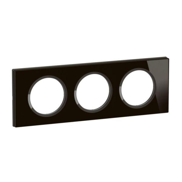 Plaque Céliane finition Verre Onyx Noir - 3 postes