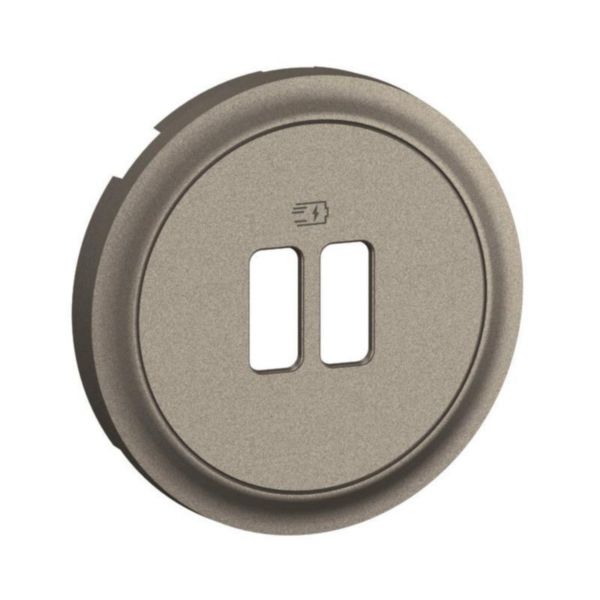 Enjoliveur pour prise 2P+T Surface Confort + prise 2 USB Type-C 20W Power Delivery précâblées Céliane - Titanium