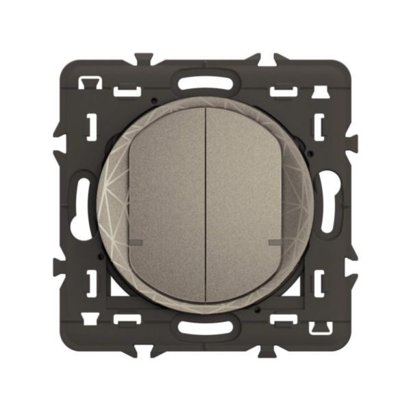 Commande double pour éclairage et prises sans fils Céliane with Netatmo avec support et enjoliveur Titanium