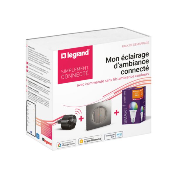 Pack de démarrage Ambiances Couleurs Céliane with Netatmo commande sans fils, Prise Control mobile et ampoule couleur - titane