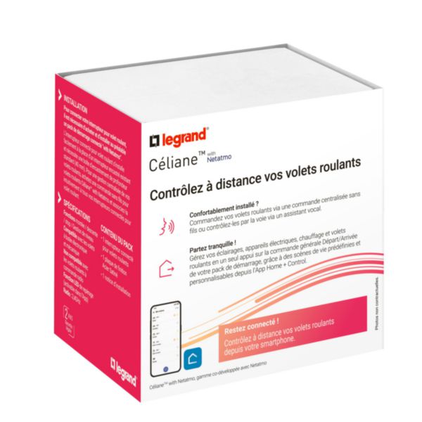 Interrupteur connecté pour volets roulants et stores Céliane with Netatmo avec plaque - Titanium