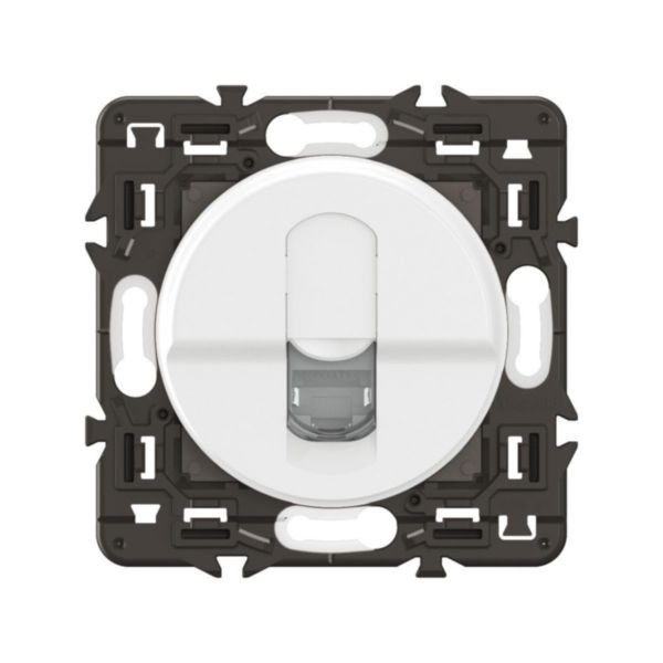 Prise RJ45 blindée multimédia catégorie6 STP télévision, téléphone, informatique Céliane - Blanc avec support, à équiper d'une plaque