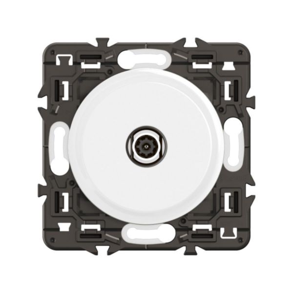 Prise TV simple mâle Céliane - Blanc avec support, à équiper d'une plaque