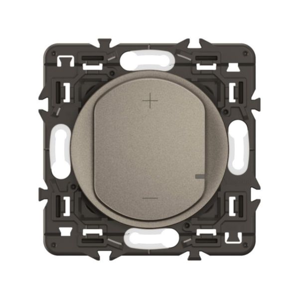 Variateur 2 fils sans Neutre Céliane toutes lampes dimmables - Titanium avec support, à équiper d'une plaque