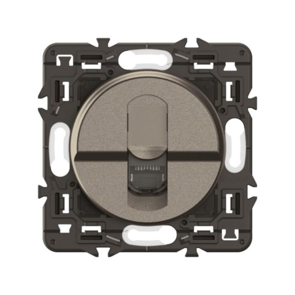 Prise RJ45 téléphone et informatique catégorie6 FTP Céliane - Titanium avec support, à équiper d'une plaque