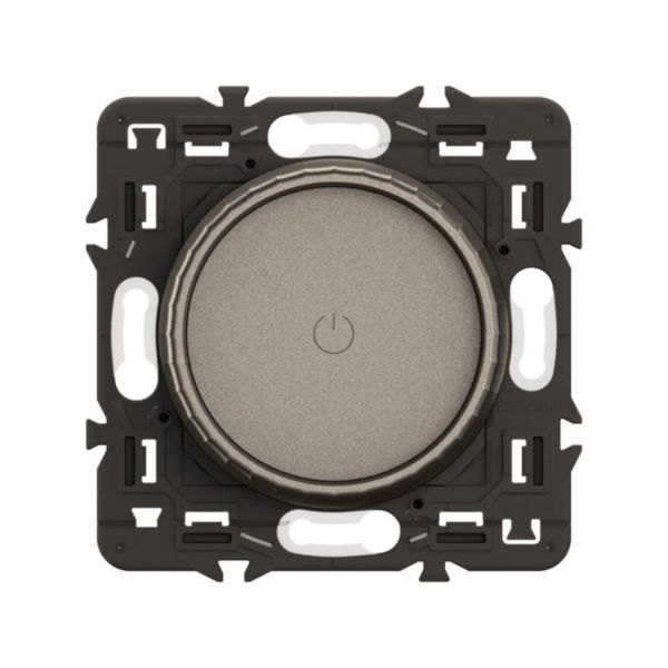 Variateur avec bague rotative 200W LED Céliane - Titanium avec support, à équiper d'une plaque