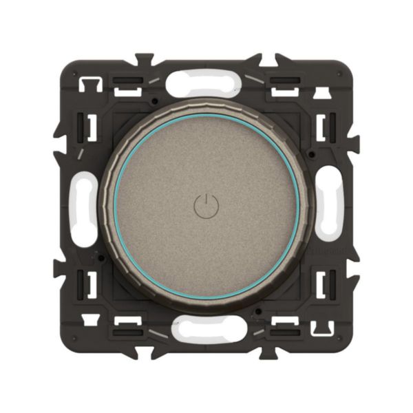 Variateur avec bague rotative 200W LED Céliane - Titanium avec support, à équiper d'une plaque