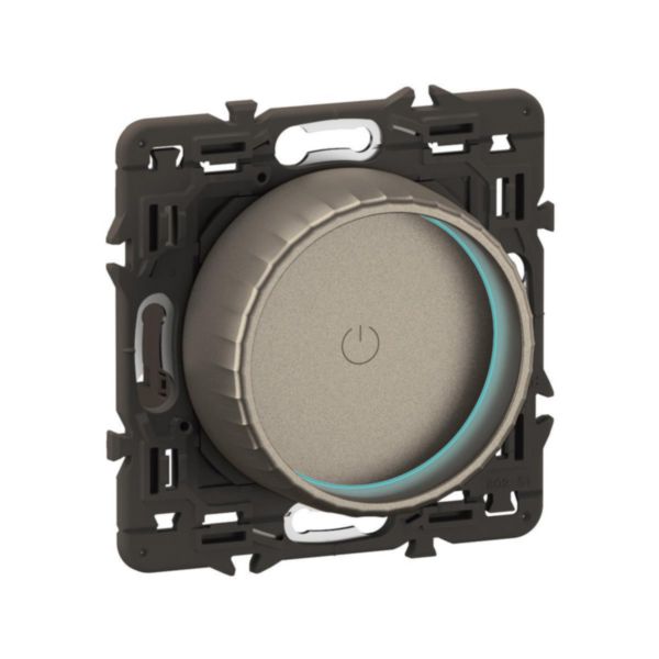 Variateur avec bague rotative 200W LED Céliane - Titanium avec support, à équiper d'une plaque