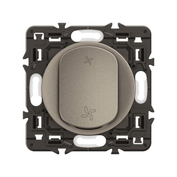 Poussoir commande VMC Céliane - Titanium avec support, à équiper d'une plaque