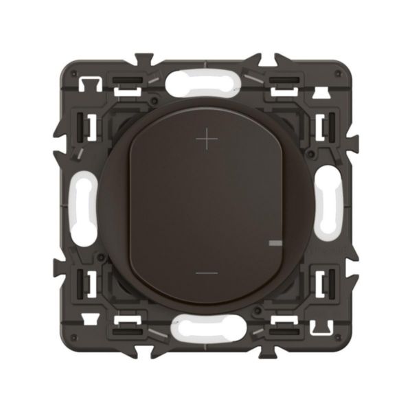 Variateur 2 fils sans Neutre Céliane toutes lampes dimmables - Noir avec support, à équiper d'une plaque