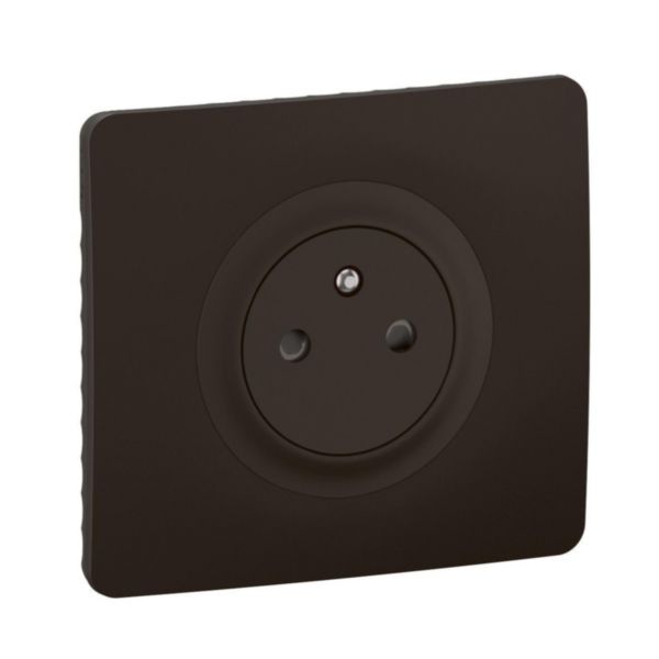Prise de courant avec terre Céliane Surface Confort - Noir avec support, à équiper d'une plaque