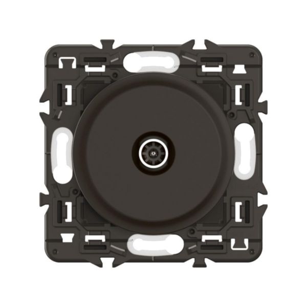Prise TV simple mâle Céliane - Noir avec support, à équiper d'une plaque